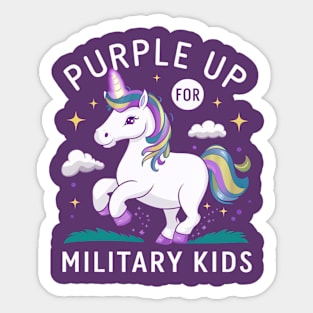 Purple Up For Military Kids Unicorn Military Child Month Sticker